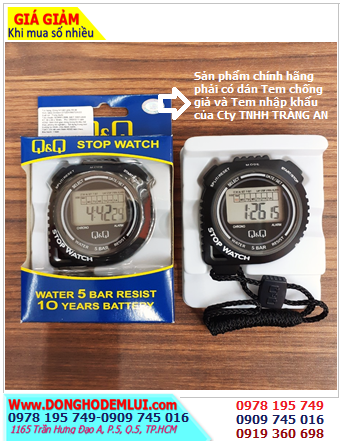 HS48J002Y, Đồng hồ bấm giờ bấm giây Q&Q HS48J002Y chính hãng Q&Q Japan (Tập đoàn Citizen _Nhật) Bảo hành 01 năm